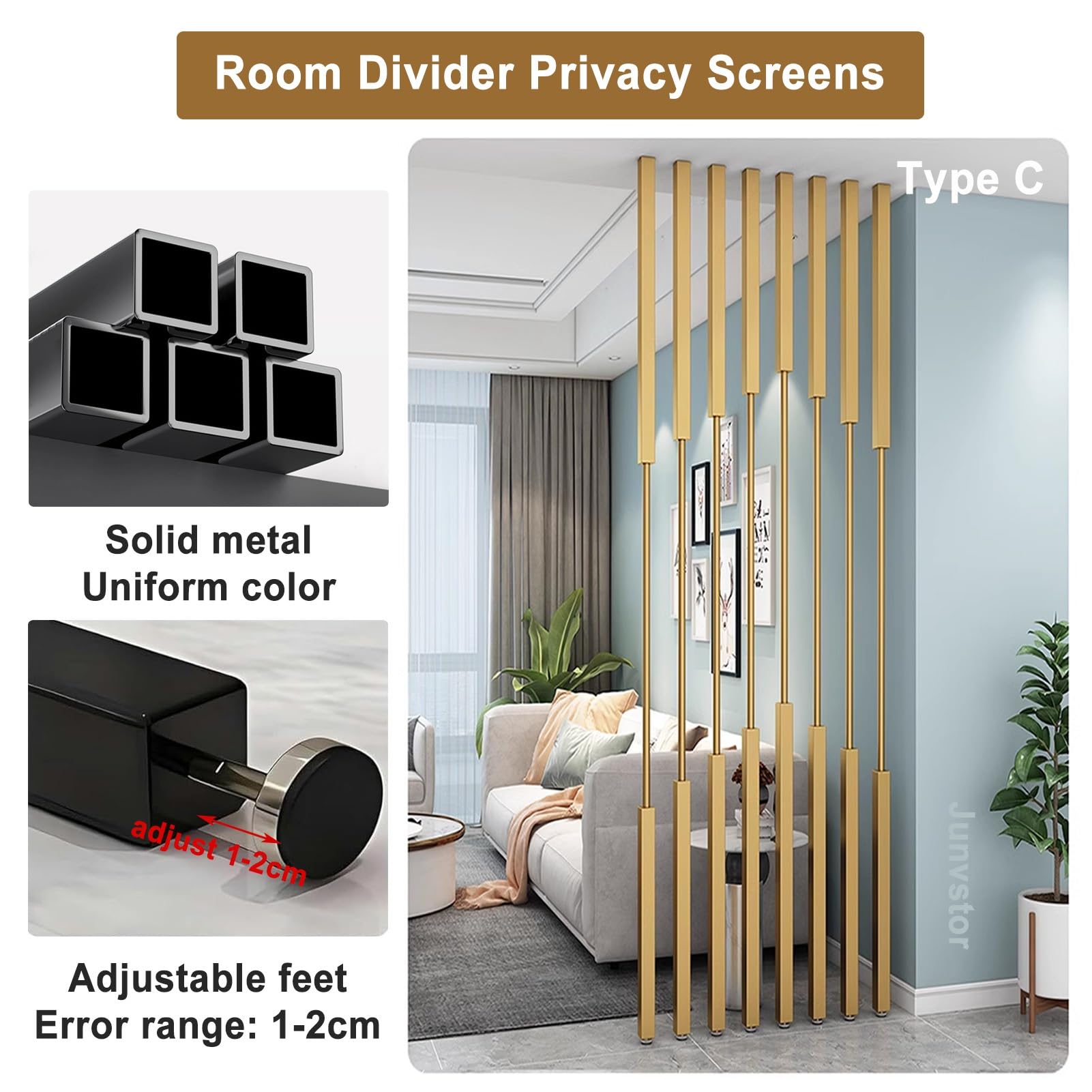 Freestanding Raumteiler Sichtschutz aus MetalllamellenModern dekoration & Trennwand für Zuhause effektive Privatsphäre stilvoll und funktional.