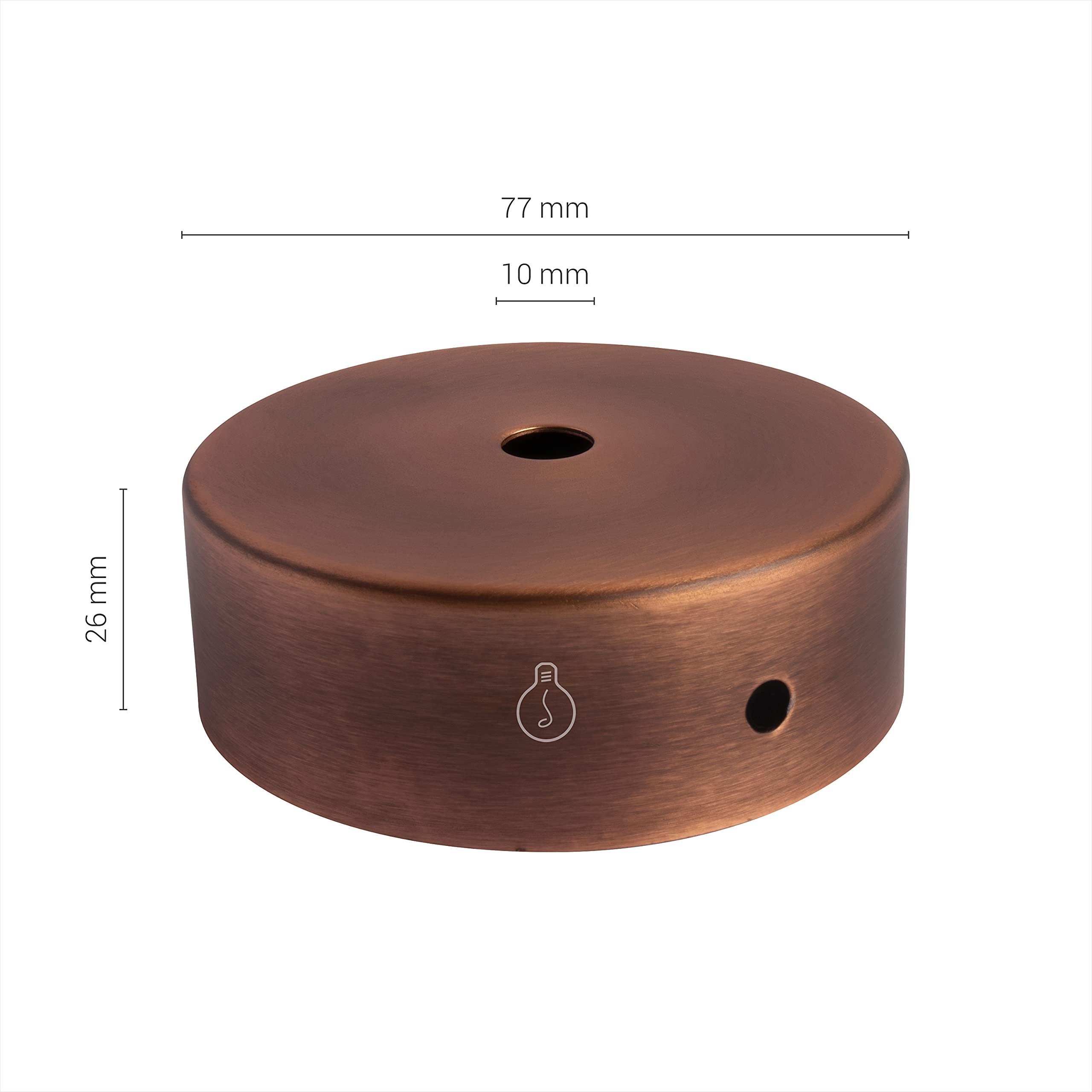 AMARCORDS - 3 Baldachin rosetten aus Metall, Farbe BRONZE, Lampengehäuse komplett mit Kabelklemmenzubehör, Schrauben und Deckenhalterung. Durchmesser 77 mm, Höhe 26 mm