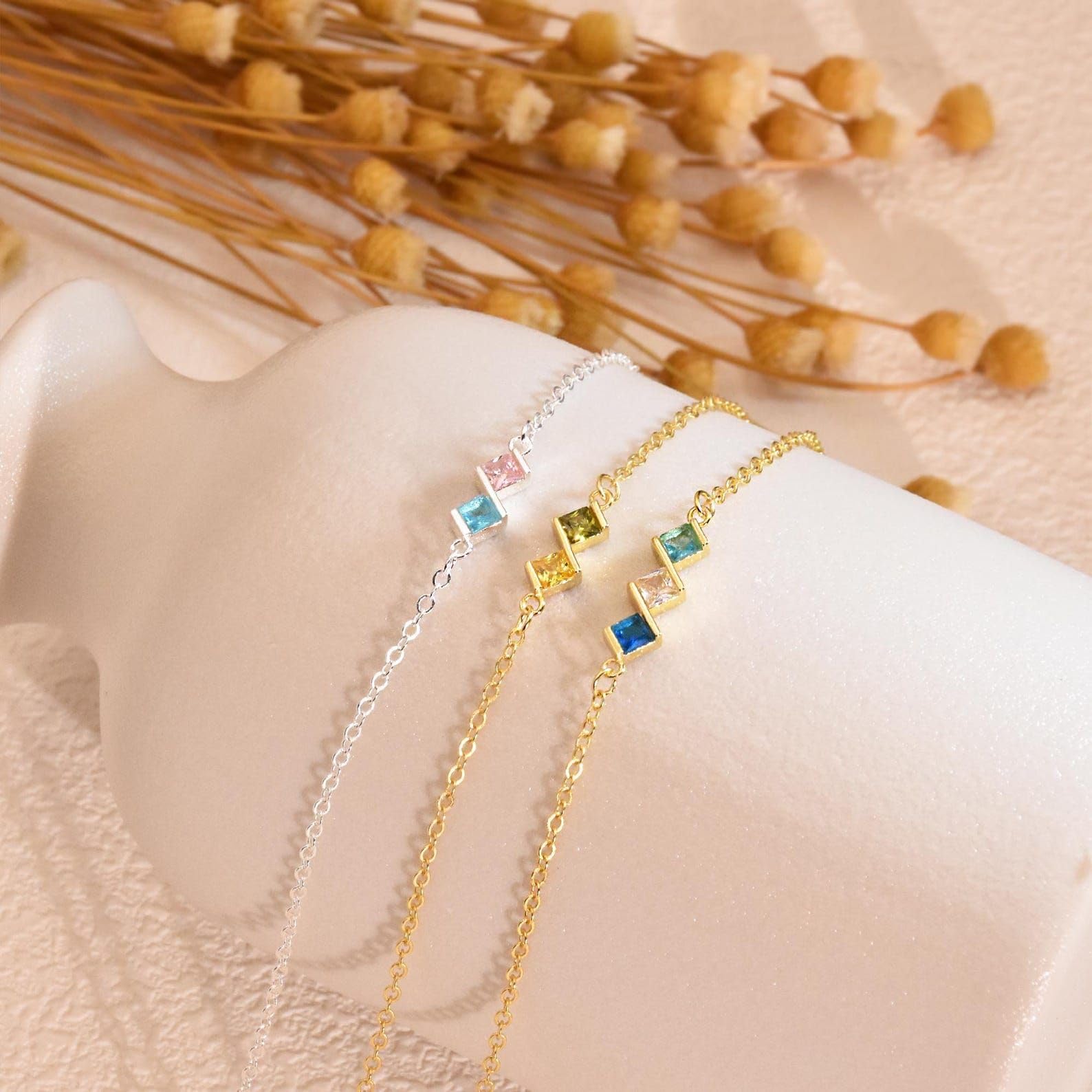 Famiglia bracciale con pietra portafortuna, personalizzato multiplo anniversario compleanno Natale per lei