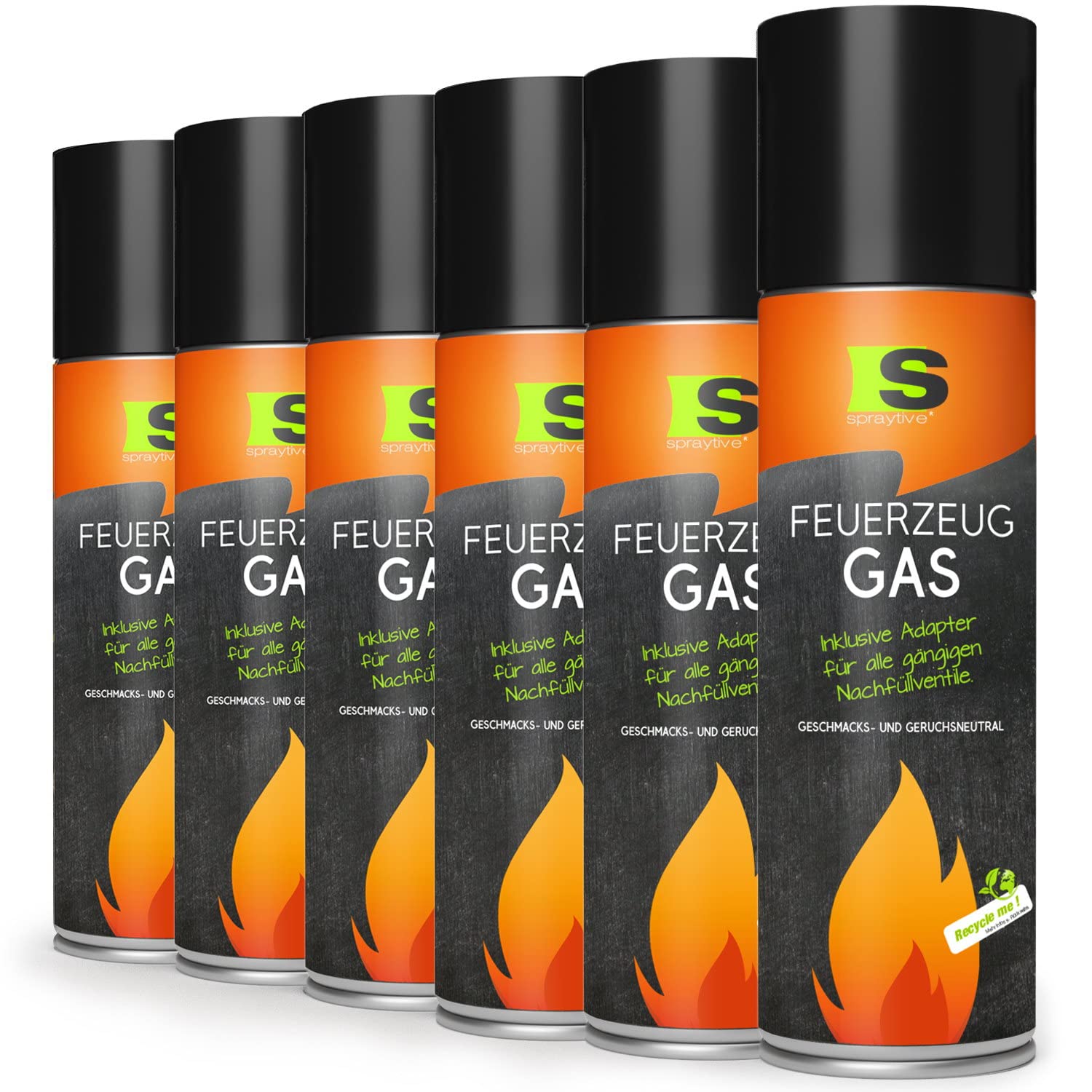 12 x 500 ml de gas butano XXL para sopletes y mecheros – Gas para mecheros con adaptador para rellenar, compatible con mecheros Clipper, llama de chorro, quemador de cocina, etc.