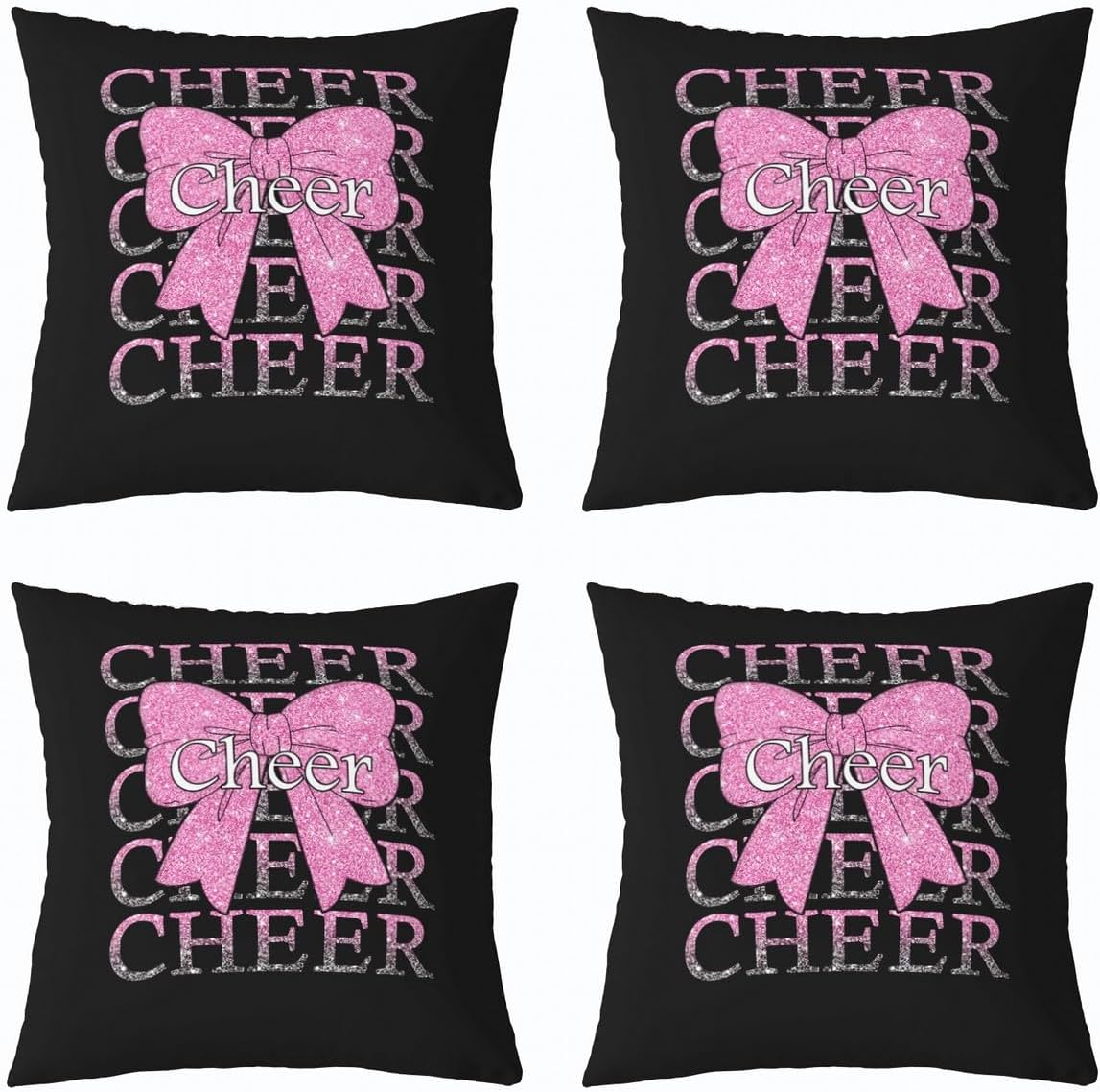 Feelyou Cheer Bow Throw Pillow Covers 1 Pcs Cheerleading Cushion Case Funny Sport Decor Pillowcase Pink Indoor Outdoor Super Soft 24 x 24-Inch