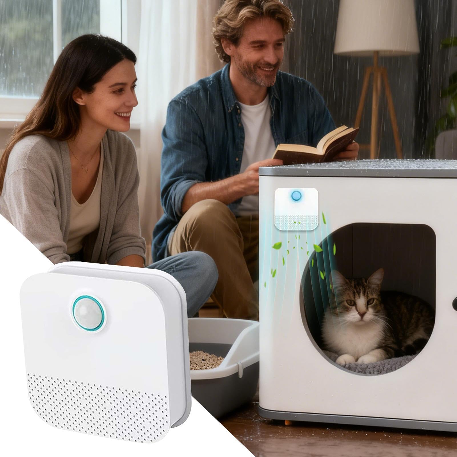 Eliminador De Olores Para Arenero Purificador De Aire Para Olores | Ambientador De Aire Para Arenero Con Sensor Automático Para Interiores Exteriores Suelo Sofá Mascotas