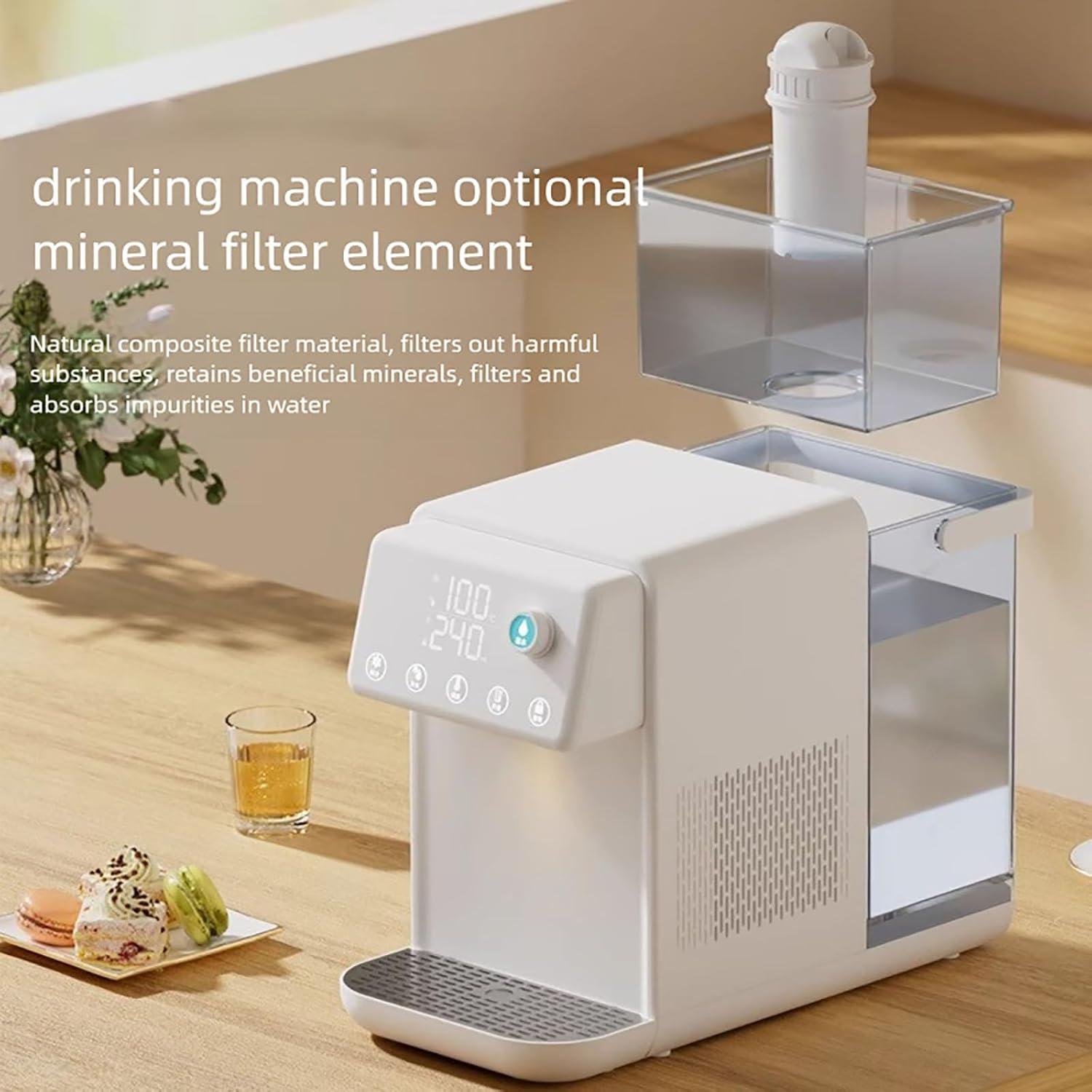 Countertop Instant Hot Water Dispenser, Coffee Hot Water Boiler with LCD Panel and Child Lock, 8 Custom Volume and 12 Temperature Settings, Efficient And Low Noise, for Office, Coffee Shops