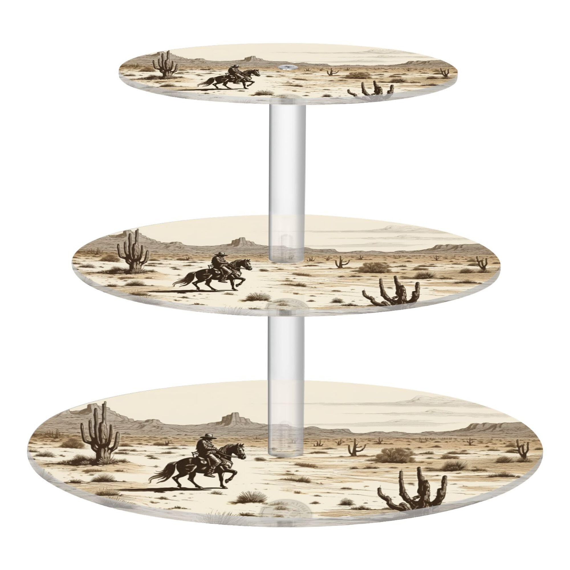 PYBUG Western Cowboy 3 Tier Acrylic Cupcake Stands Tower,Dessert Table Display Set for Tea Party,Wedding,Birthday, Baby Shower
