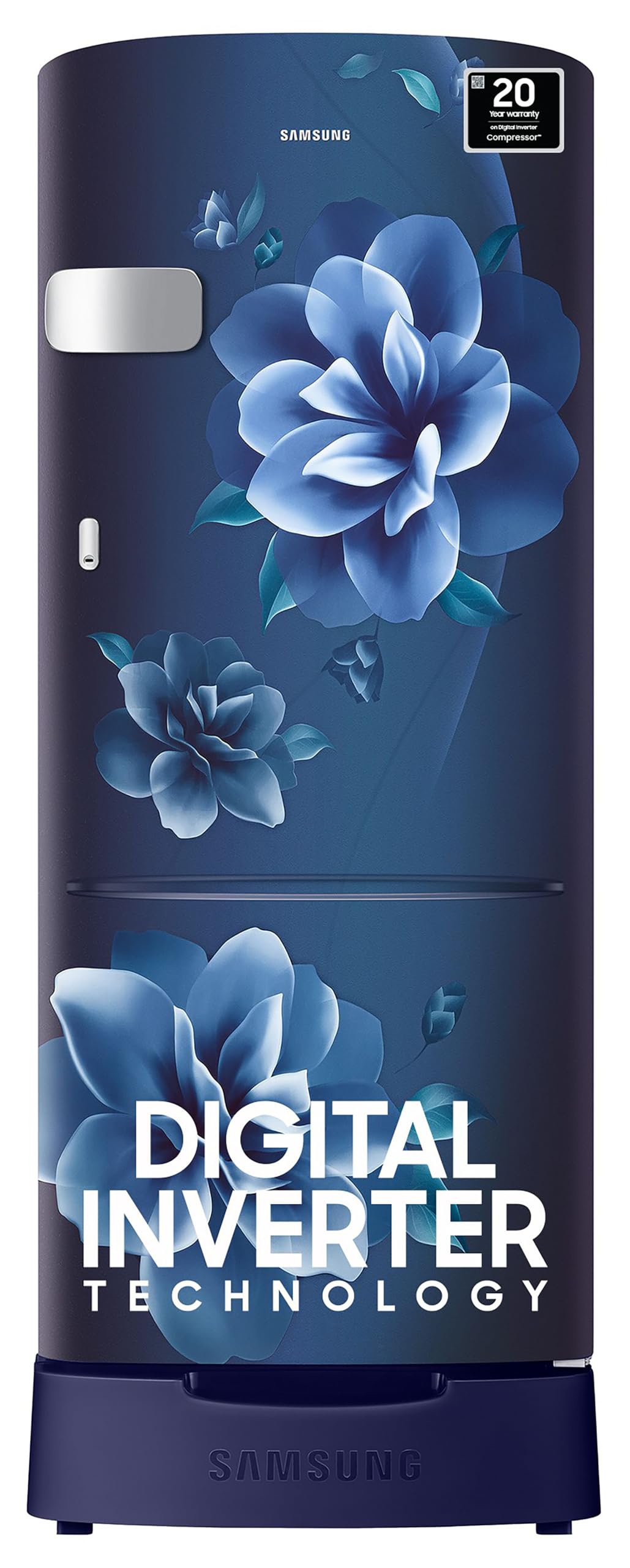 Samsung 223 L, 3 Star, Digital Inverter, Direct-Cool Single Door Refrigerator (RR24D2Z23CU/NL, Camellia Blue, Base Stand Drawer)