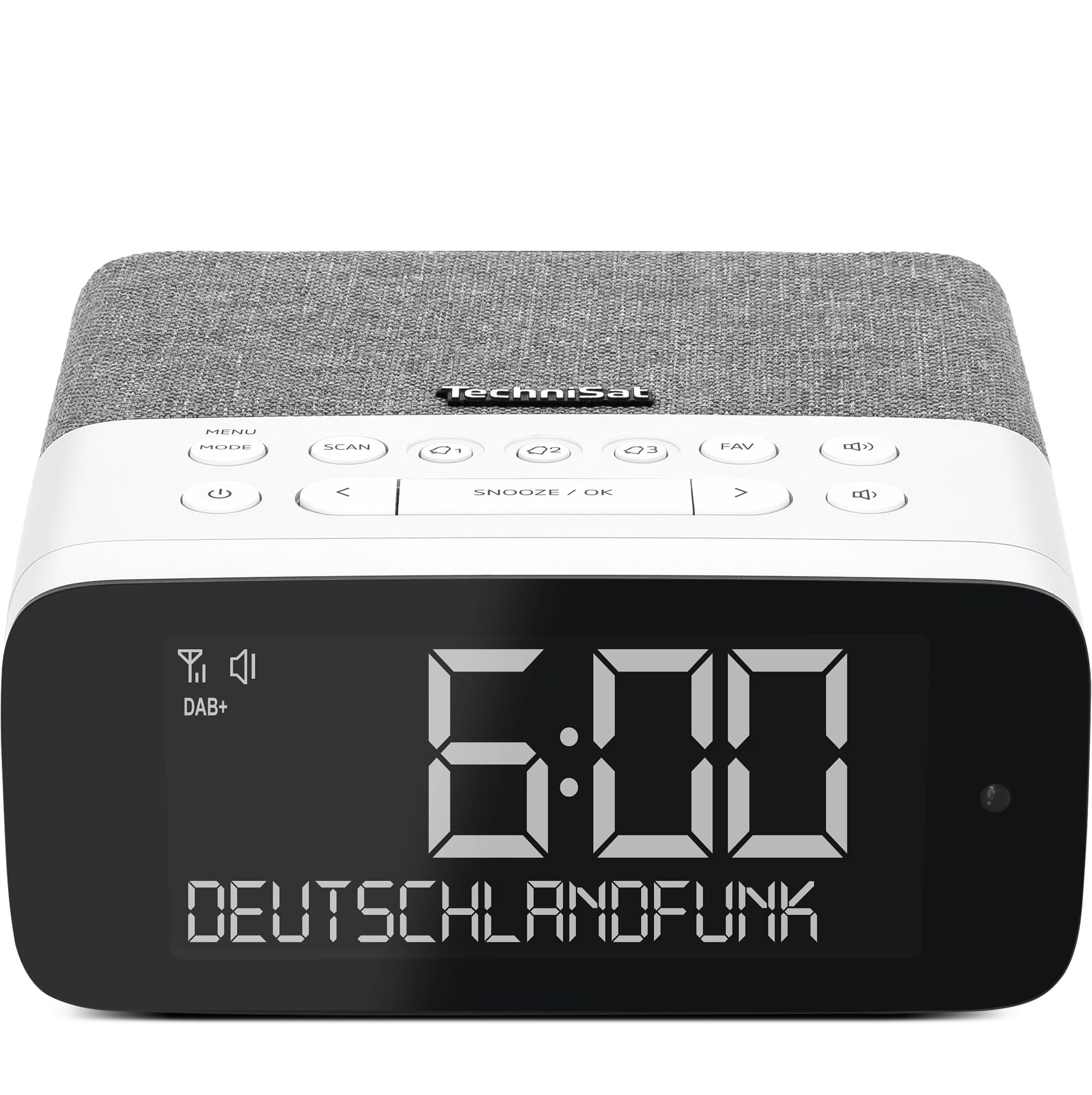 TechniSat Digitradio 52 ASA – DAB+ radiobudzik z automatycznym alarmem bezpieczeństwa (ASA, UKW, budzik, cztery budziki, ściemniany wyświetlacz LC z czujnikiem światła, Bluetooth streaming audio, 3 W