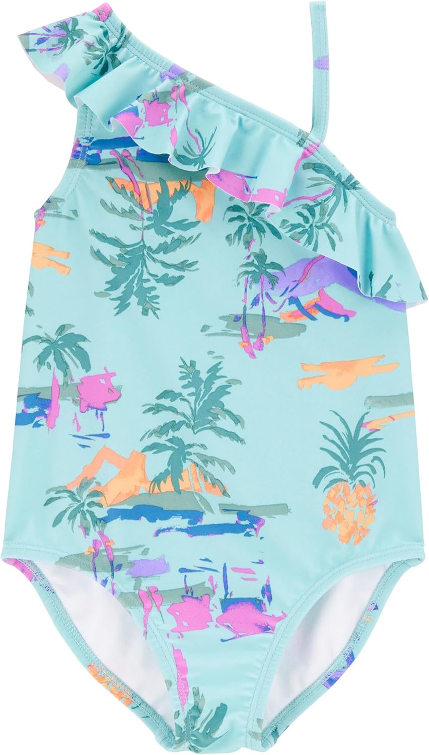 OshKosh B'Gosh Girls One-Piece Swimsuit 2T Tropical Vintage Print