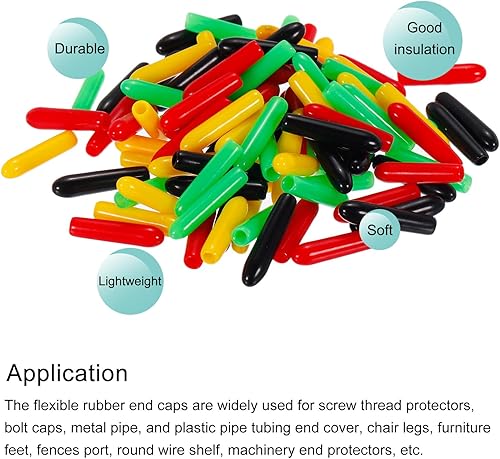 Miniatura 4 de MECCANIXITY 100 tapas de goma de 0.079 pulgadas, surtido, protector de rosca de tornillo de vinilo de PVC, tapas de estante de alambre redondo para