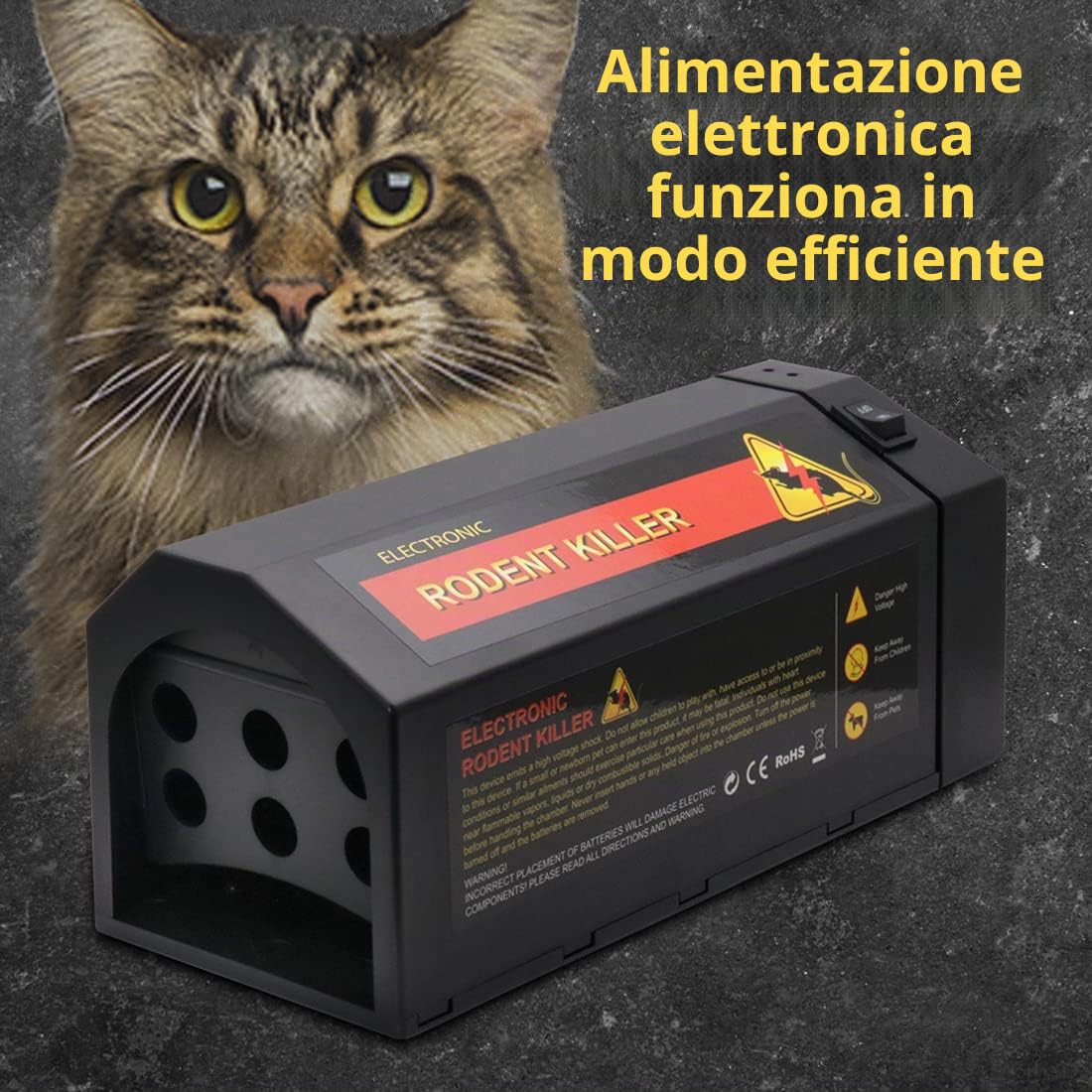 2x Trappola mouse elettrica per uso domestico, garage e cucina con porta anti-furto, 7000V ricaricabile e riutilizzabile