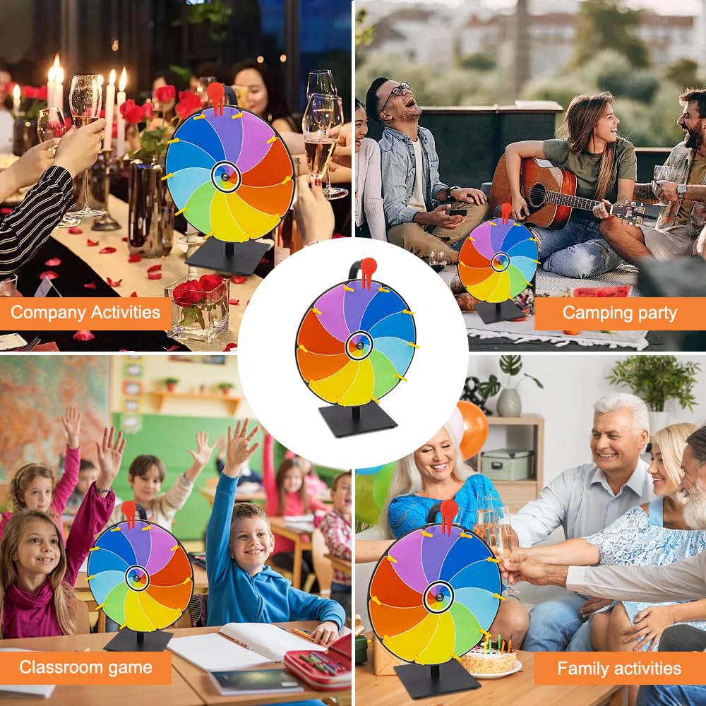 Glücksrad zum Drehen, 30cm 10 Slots Drehrad Glücksrad, Gluecksrad Gluecksrad mit Montagewerkzeug, Glücksrad Zum Selbstgestalten mit Ständer für Lotteriespiele, Party, Verkaufsförderung