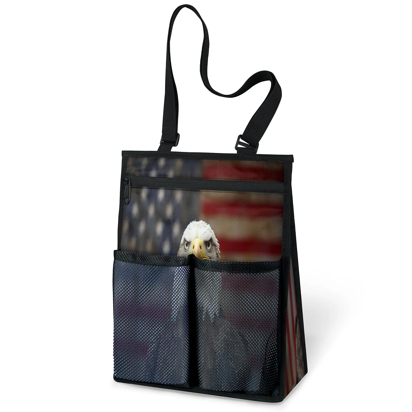 Ourtheme American Bald Eagle Flag Portable Shower Bag for Travel Gym Camp Beach Tote Shower Caddy Bags Hanging