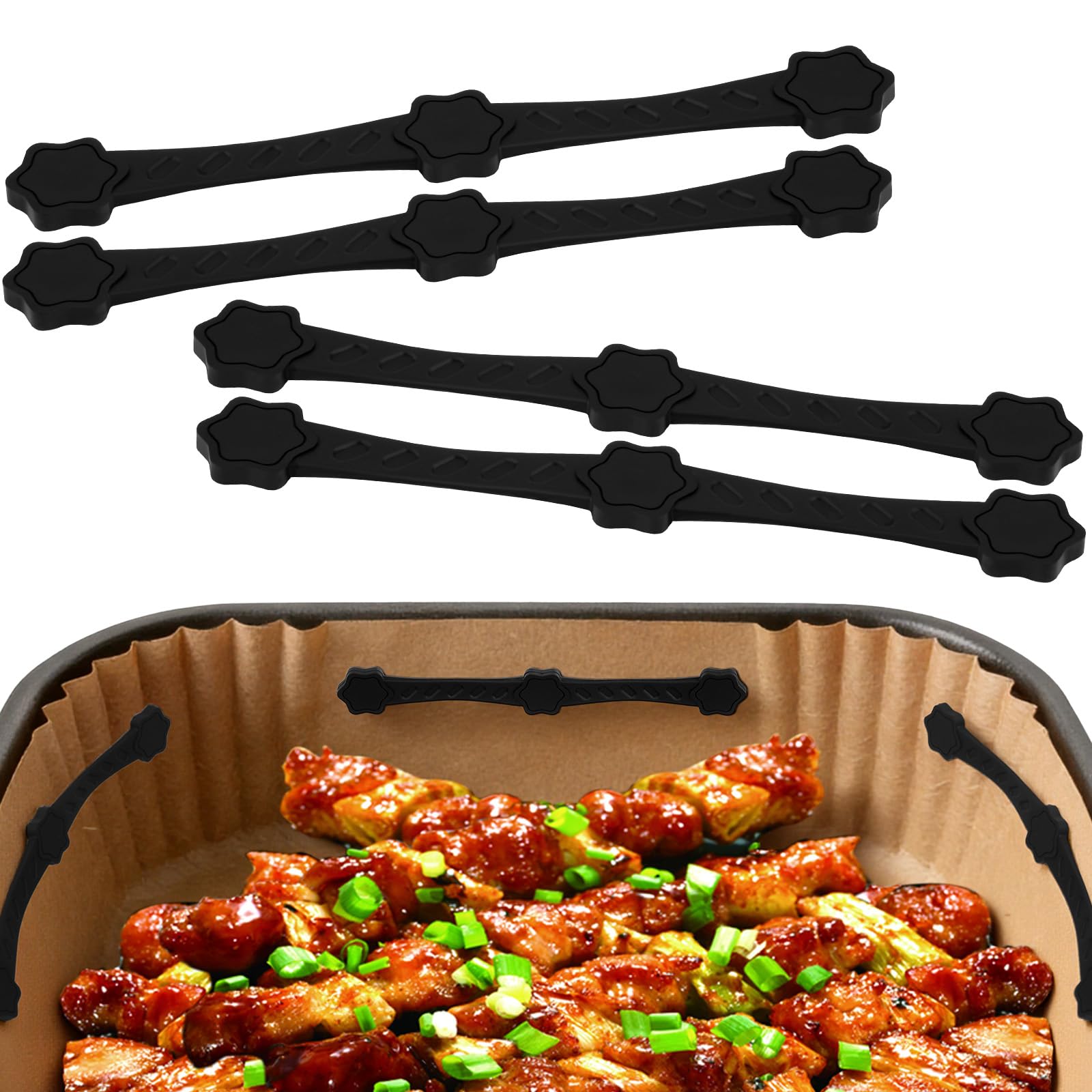 AUAUY 4PCS Air Fryer Silicone Magnet Clips, Fit All Iron-Basket Models