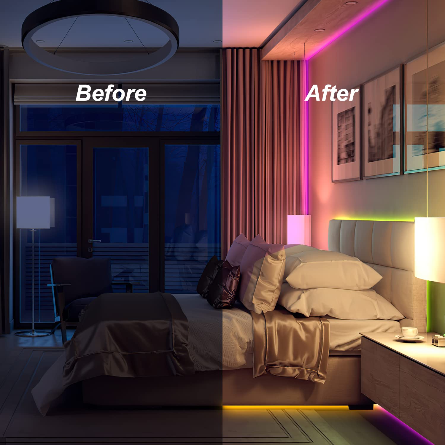 Sonnewelt Juego de tiras LED 30 M RGB, 5050, autoadhesivas, regulable, 12 V, con mando a distancia de 24 teclas, 16 colores, para habitaciones grandes, salón, techo e interior