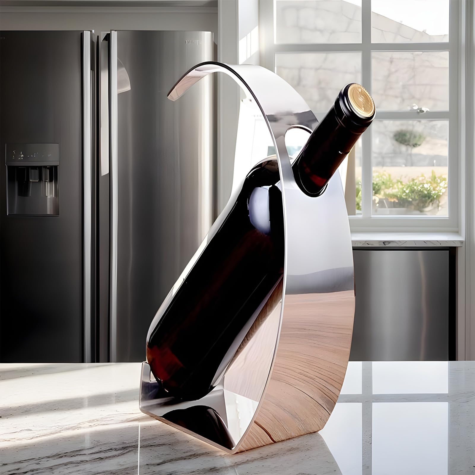 Genérico Porta Botellas de Vino Acero Inoxidable Moderno