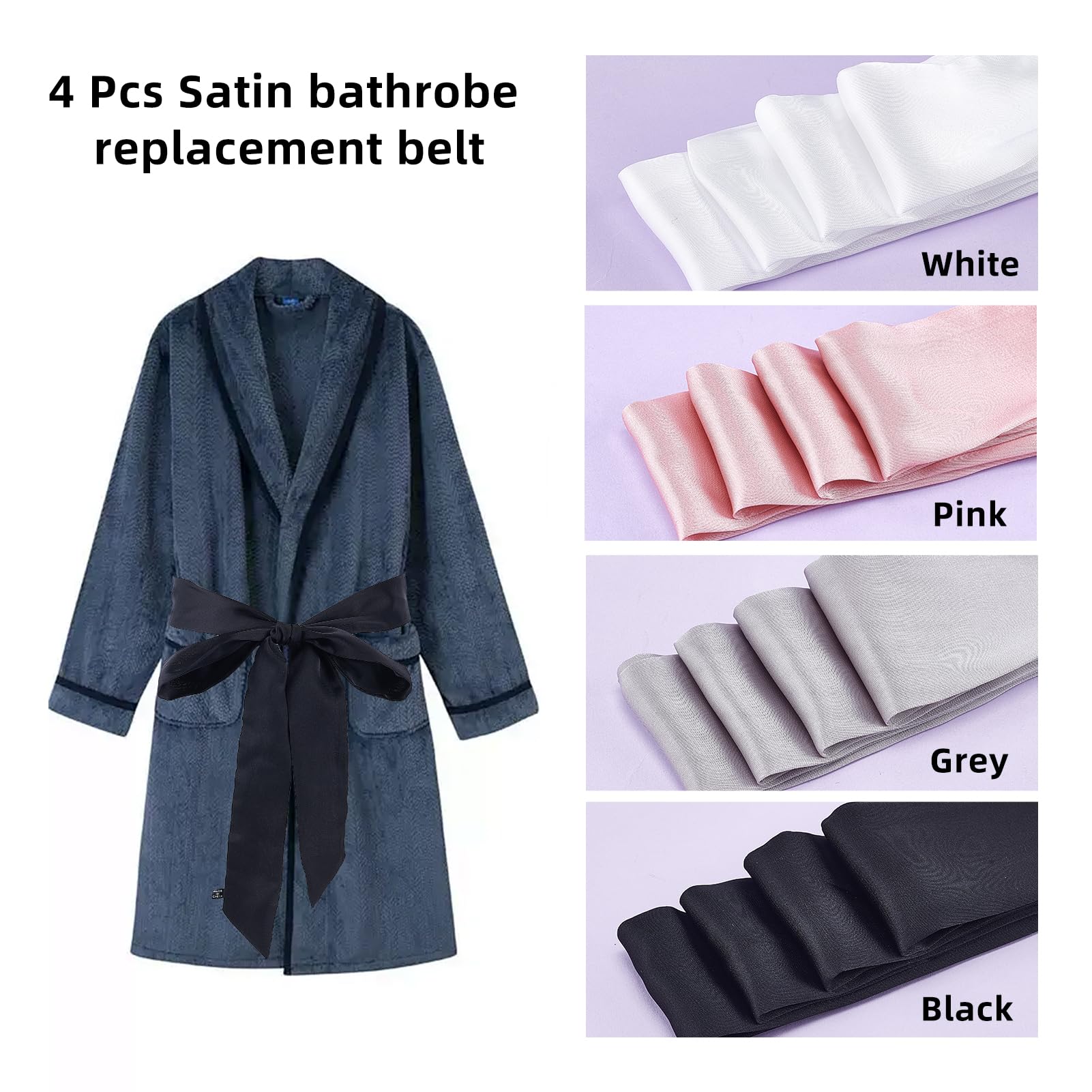NICENEEDED 4 pz. Cintura di Ricambio per Accappatoio, Cintura Sottile per Accappatoio Cintura per Accappatoio, Fascia per Capelli in Poliestere con Sciarpa e Elastico per Capelli