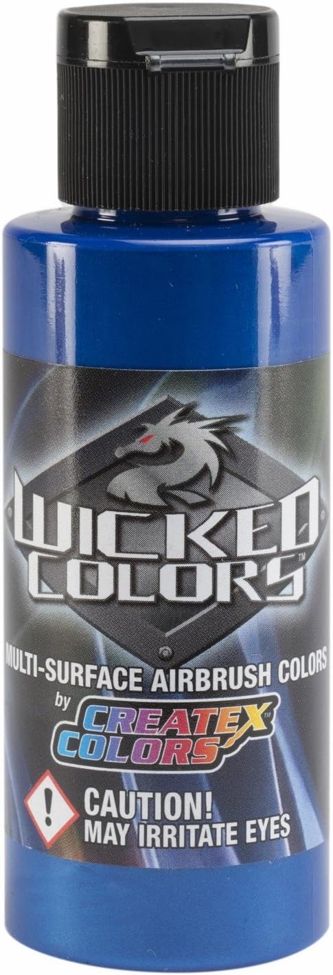 Createx Wicked Colors W304 Pearl Blue 2oz. water-based universal airbrush paint. by SprayGunner