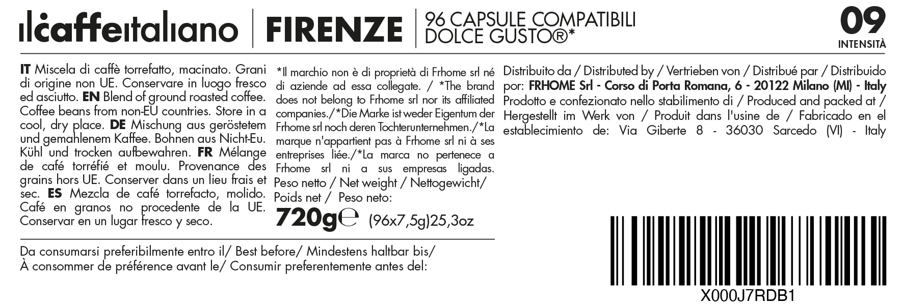 Dolce Gusto, 96 kapsułek do kawy z Dolce Gusto skombpatible - Il Caffè Italiano - mieszanka Firenze, intensywność 9