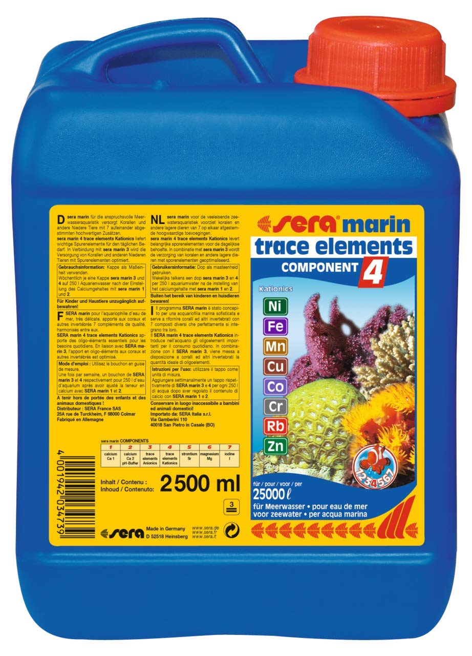sera Marin Component 4 Trace Elements Kationics 2,5 litros - Proporciona oligoelementos Importantes para Las Necesidades diarias, purificador de Agua de mar
