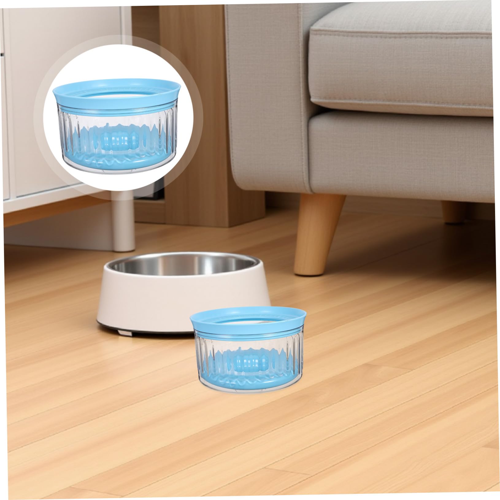 KOMBIUDA Transparente Schwimmende Auslaufsichere Hundetrinkschale mit Spritzschutz Langsame Wasseraufnahme Splash Innen und Außen Schleckresistent für Unterwegs und Zuhause