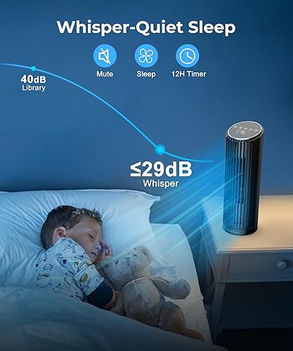 Miniatura 5 de Abolee Ventilador de torre para dormitorio, ventilador de escritorio de 23 pies con control remoto, ventilador de escritorio oscilante de 70, 4