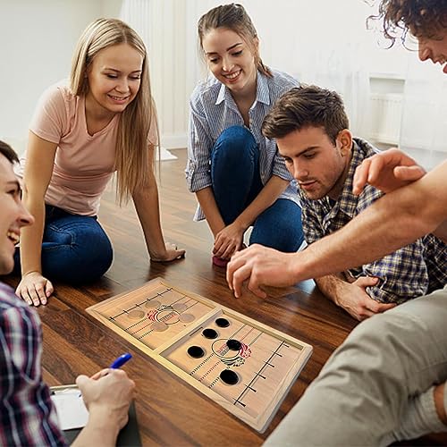 Miniatura 2 de SIMPLE WINNER Sling Puck Game,Wooden Paced Football Slingshot Game,Hockey Board Game for a Party with Friends (Large(22.2x11.8inch))
