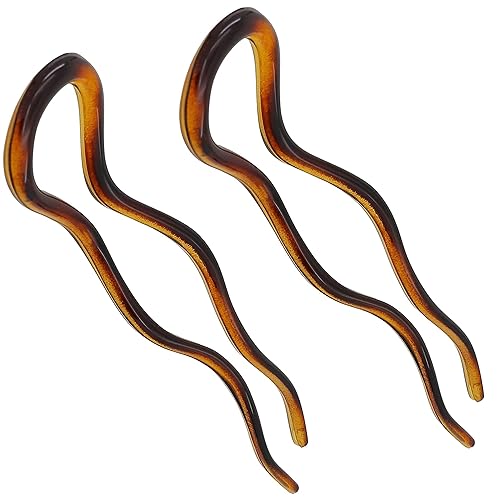 Camila Paris CP140 - Horquilla de pelo tipo barra francesa, 2 pinzas grandes onduladas en forma de U para recogida en espiral y moño, concha de