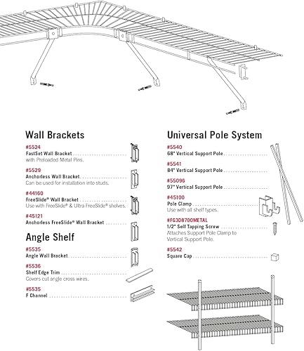 Miniatura 6 de Rubbermaid Commercial Products FreeSlide Estantería de alambre, 16 pulgadas, color blanco, organizador y almacenamiento de armario, estantes