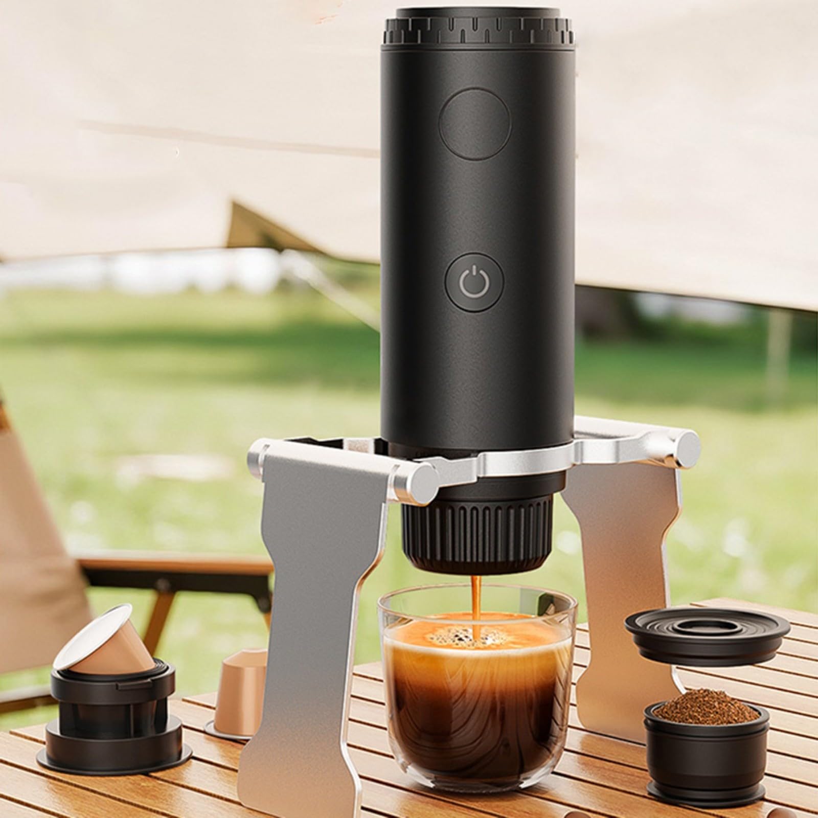Macchina da caffè USB portatile, macchina da viaggio elettrica con tazza, per auto, ufficio, campeggio e viaggi d'affari, nero (A)