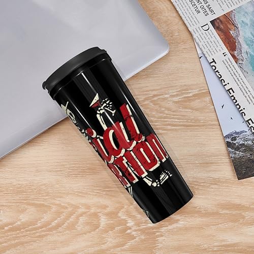 Miniatura 5 de Tazas de café con banda de distorsión de roca social de doble capa, vasos aislados de 12 onzas con tapas, botella de agua para bebidas frías y