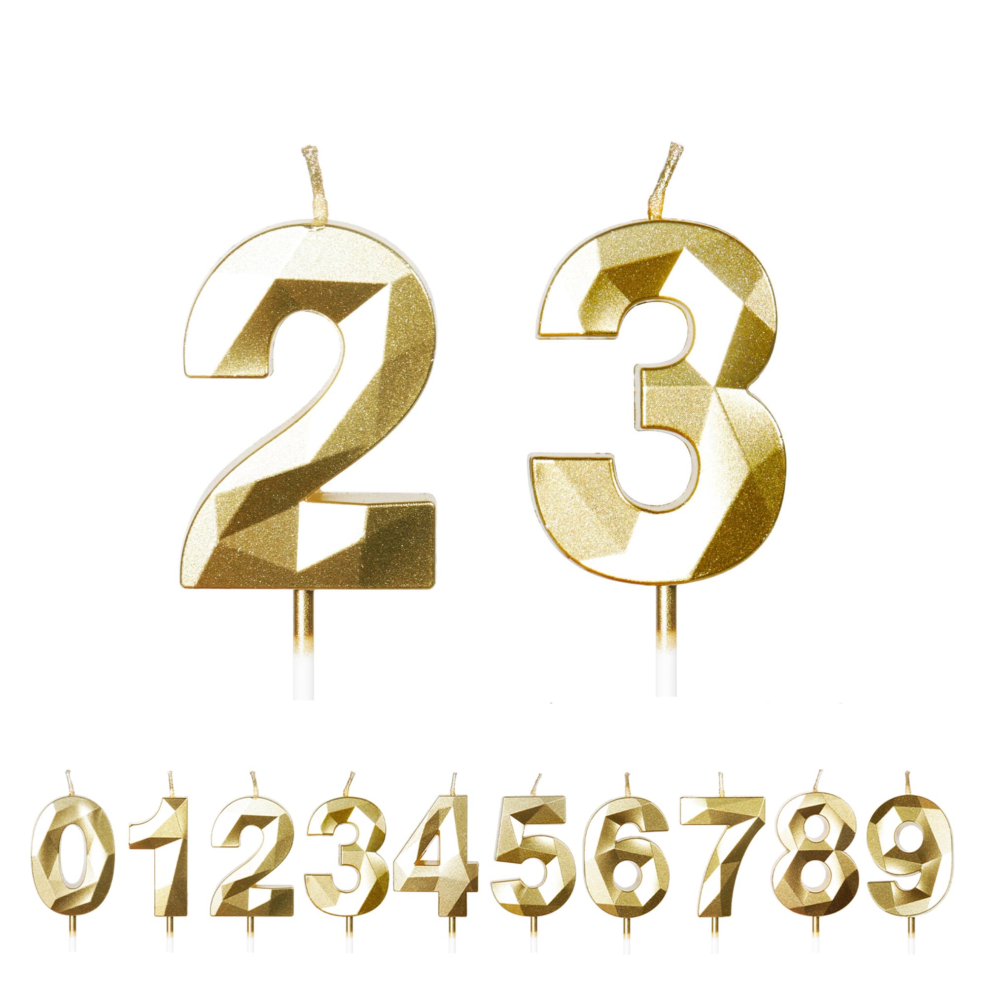 Fuzvol Gold Birthday Cake Candles, Number 23 Candle,Cake Topper Decorations
