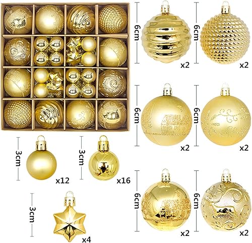 Miniatura 2 de 44 adornos de bolas de Navidad, adornos de Navidad de plástico inastillables con lentejuelas para colgar, bolas decorativas para árbol de Navidad