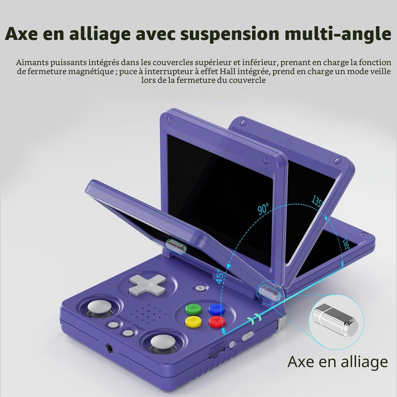 RG34XXSP Console de jeu portable rétro RG34XX SP Console de jeu rétro avec 64 Go préchargés, plus de 5 000 jeux, batterie de 3 300 mAh, arcade de poche portable compatible avec 30+ simulateurs, WiFi