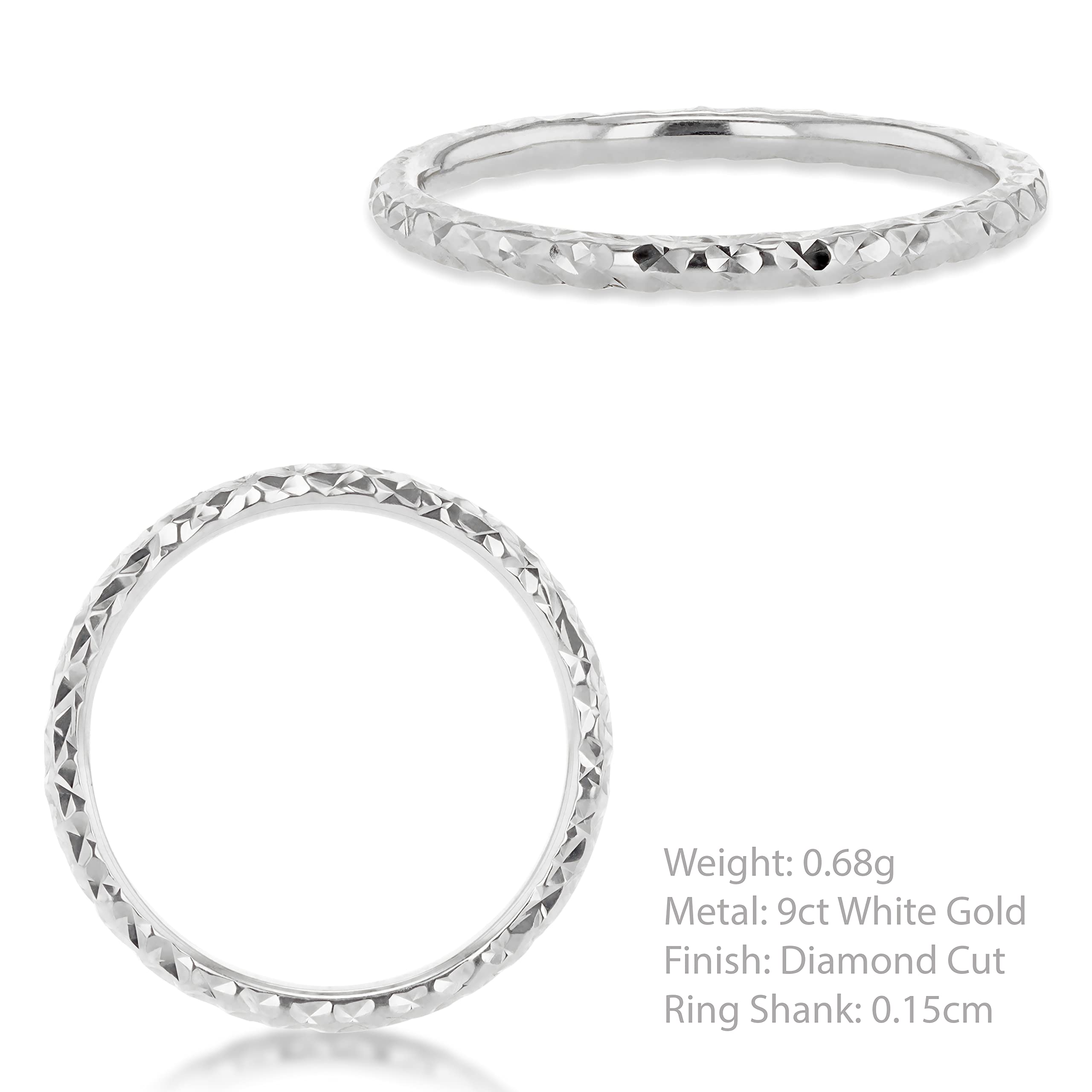 CARISSIMA Damen-Ring, 9 Karat Gold, Diamantschliff, schmaler Ring, Weißgold, Diamant