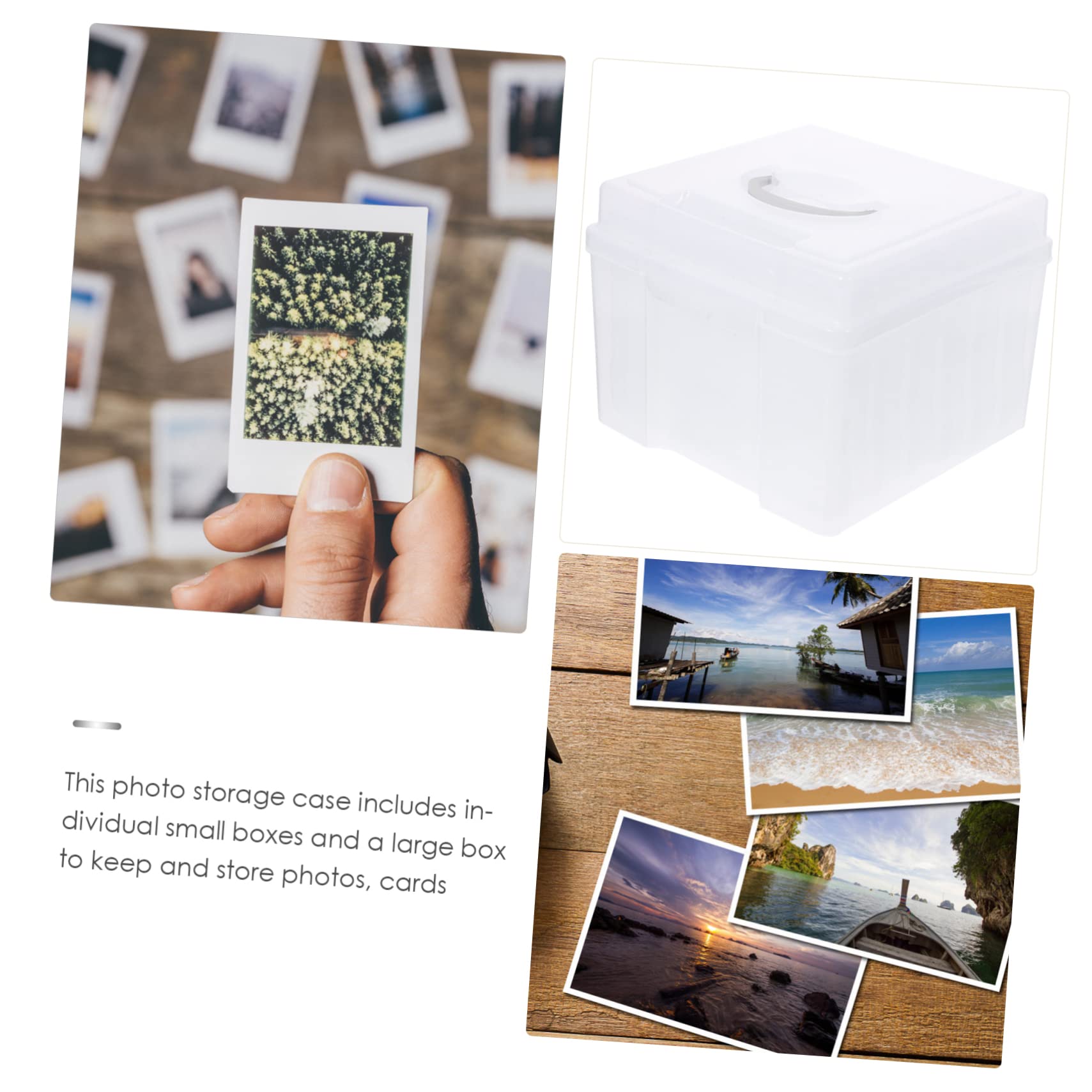 Uonlytech Fotobox für Fotos Aufbewahrungsbox aus Fotoorganizer mit Grußkartenorganizer und Schmuckkästchen als Kartenaufbewahrungsbox für Kleine Dinge