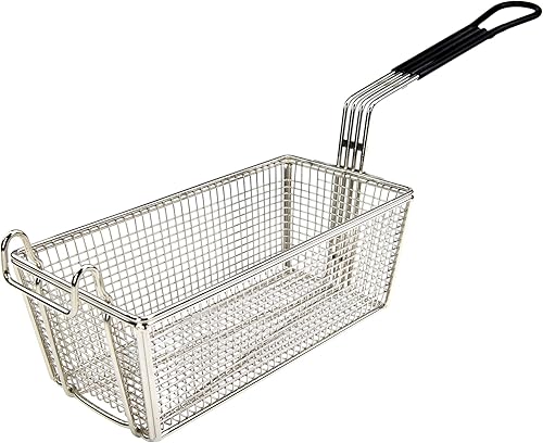 Wincо FB-05 - Cesta para freír de calibre pesado de 10 pulgadas con mango recubierto negro, cesta para freír papas fritas, NSF