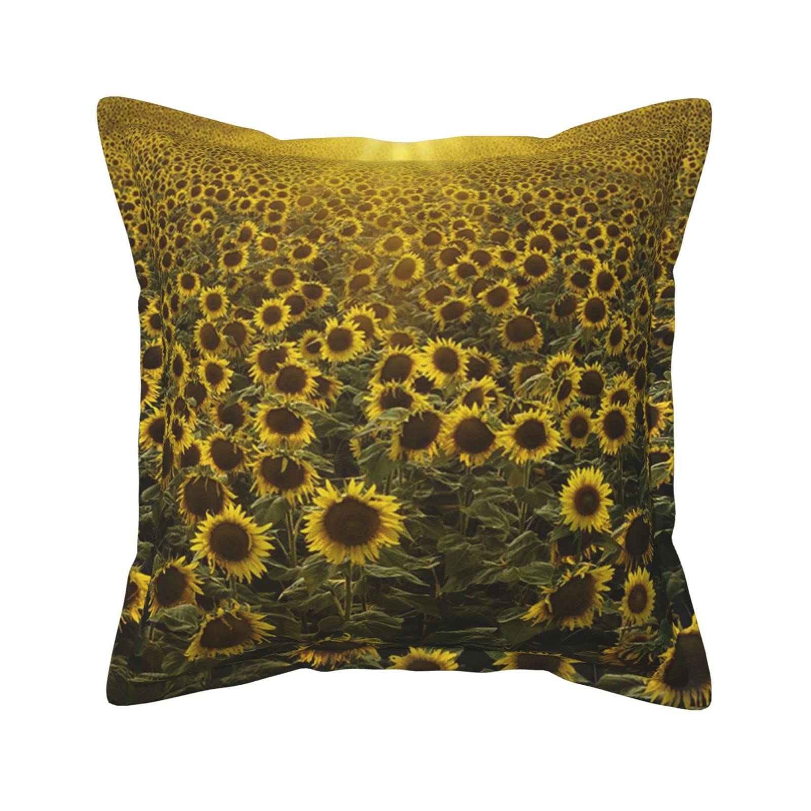 Housse de coussin similicuir tournesol moderne 45x45 cm pour canapé de salon