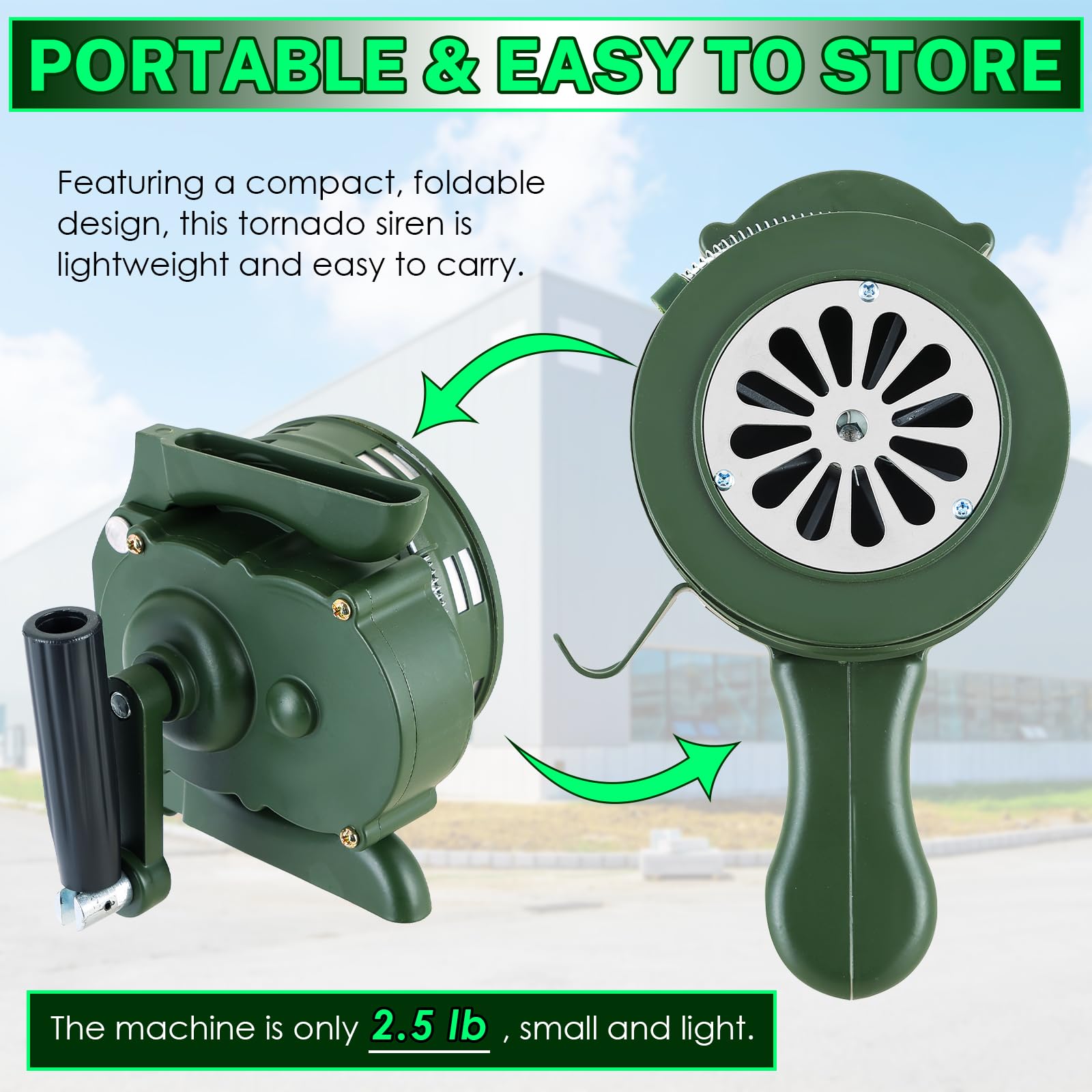 Air Raid Alarm Hand Crank Siren Aluminium Alloy 110dB - View #8