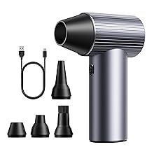 300000RPM Soffiatore Aria Compressa in Metallo – Mini Soffiatore a Batteria con 3 Velocità Regolabili e 4 Ugelli – Senza Fili e Ricaricabile – High-Power Air Duster per Auto, Casa, Ufficio, Camping