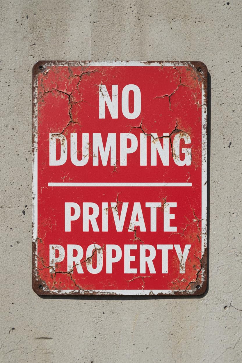 No Dumping Private Property Tin Sign, 8x12 Inch
