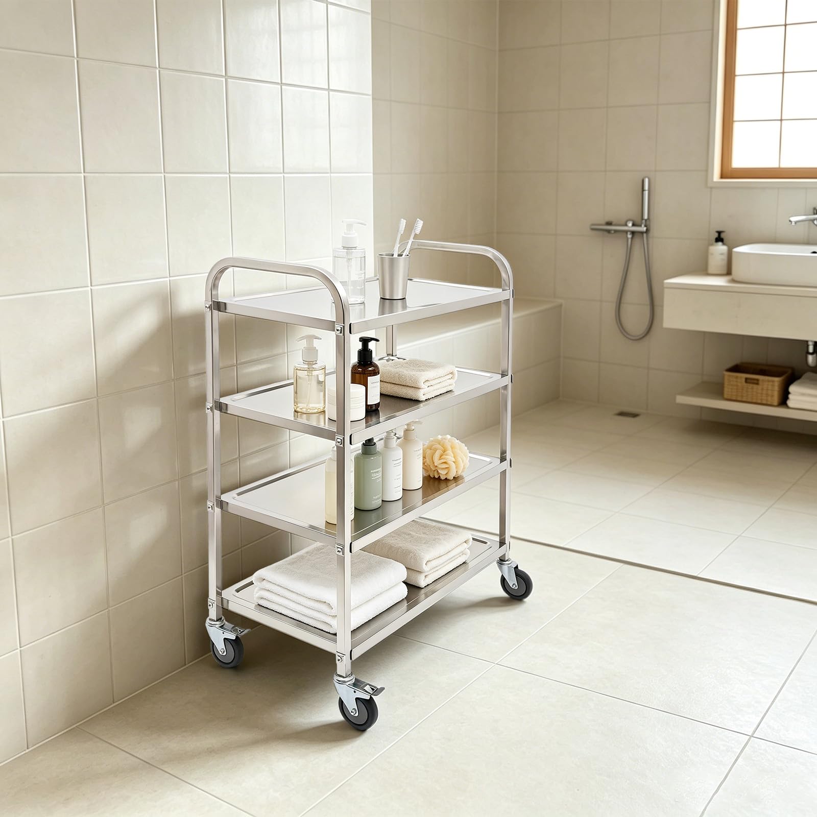 Carrello da portata in acciaio inox, carrello da cucina universale