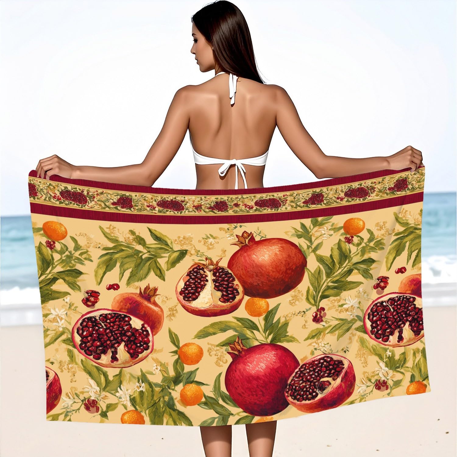 Toalla de playa de dibujos animados acogedora – Toalla de baño estilo Skandi viva, tranquila, fresca, natural, árbol grande, secado rápido, ultraligera y sin arena, toalla de playa suave de microfibra