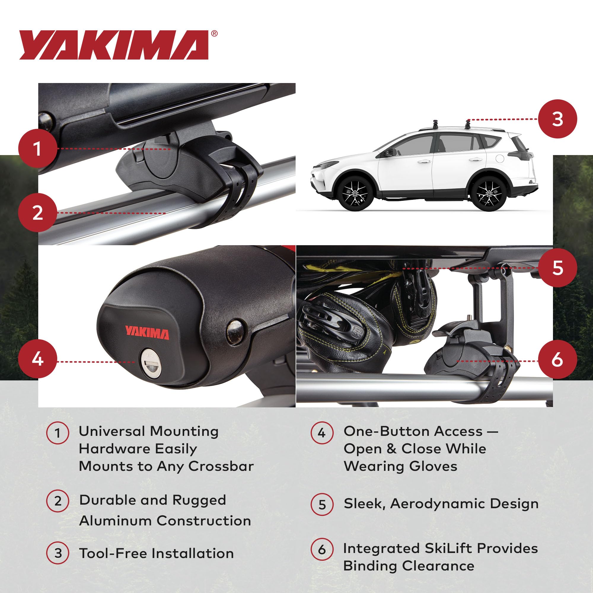 YAKIMA スキー、スノーボードキャリア FatCat 6 鍵1本 【公式通販】