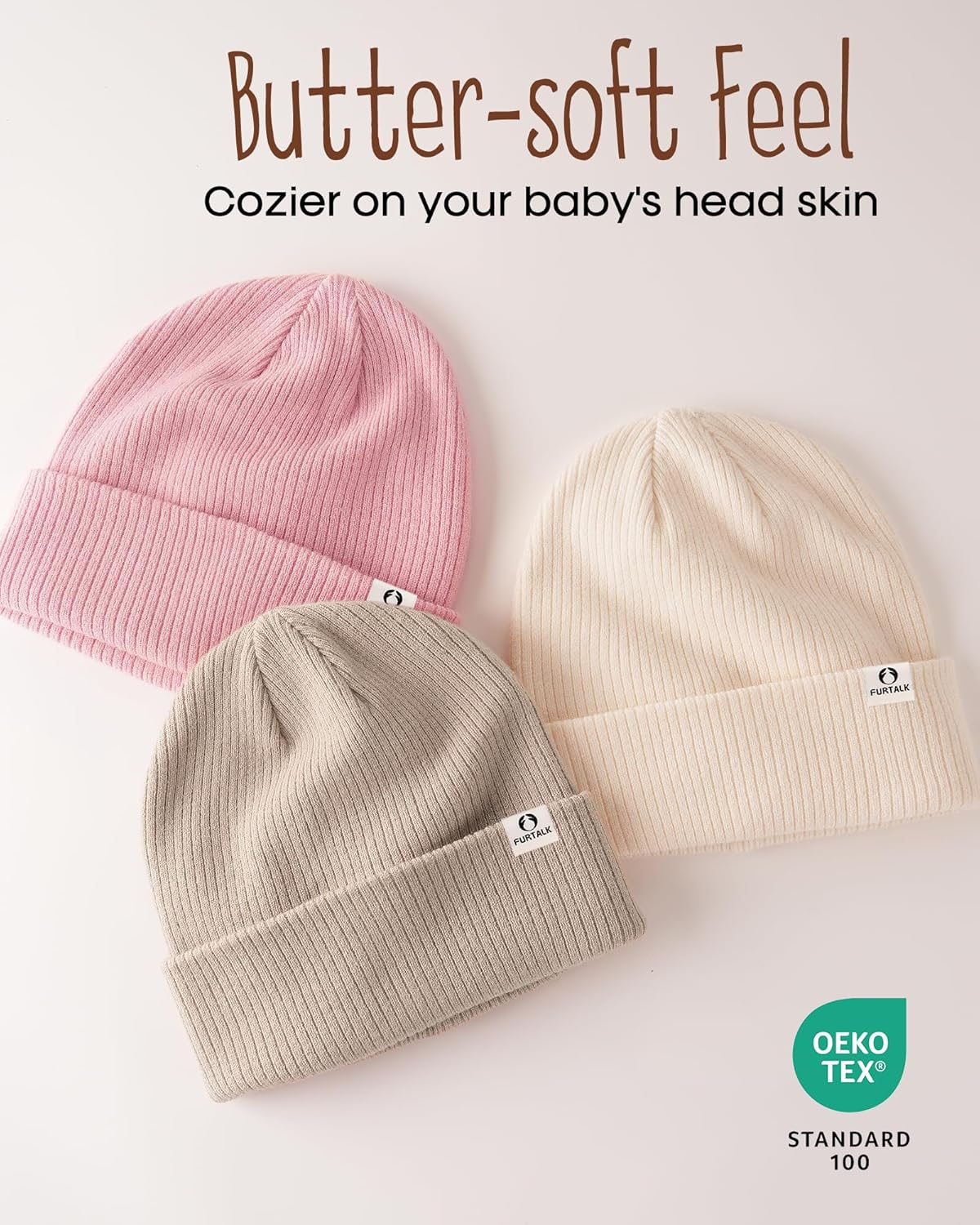 FURTALK 3 Pack Toddler Beanie Baby Boys Girls Winter Hat Kids Warm Knit Caps - Image 2