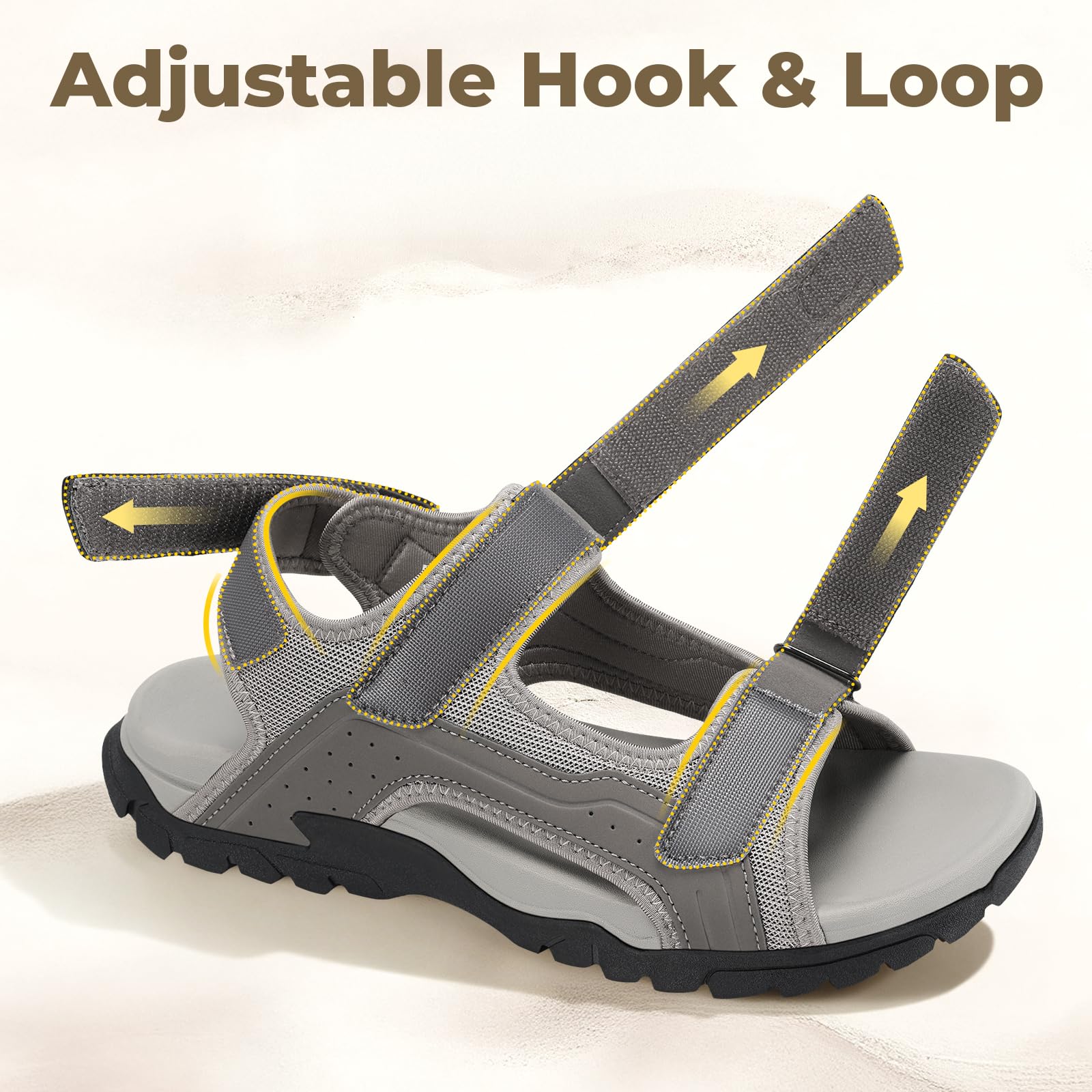 FitVille Sandali Sportivi Uomo Larghi Sandali Outdoor con Chiusura a Strappo Antiscivolo Leggeri Scarpe da Trekking Traspiranti per L'Estate - 4
