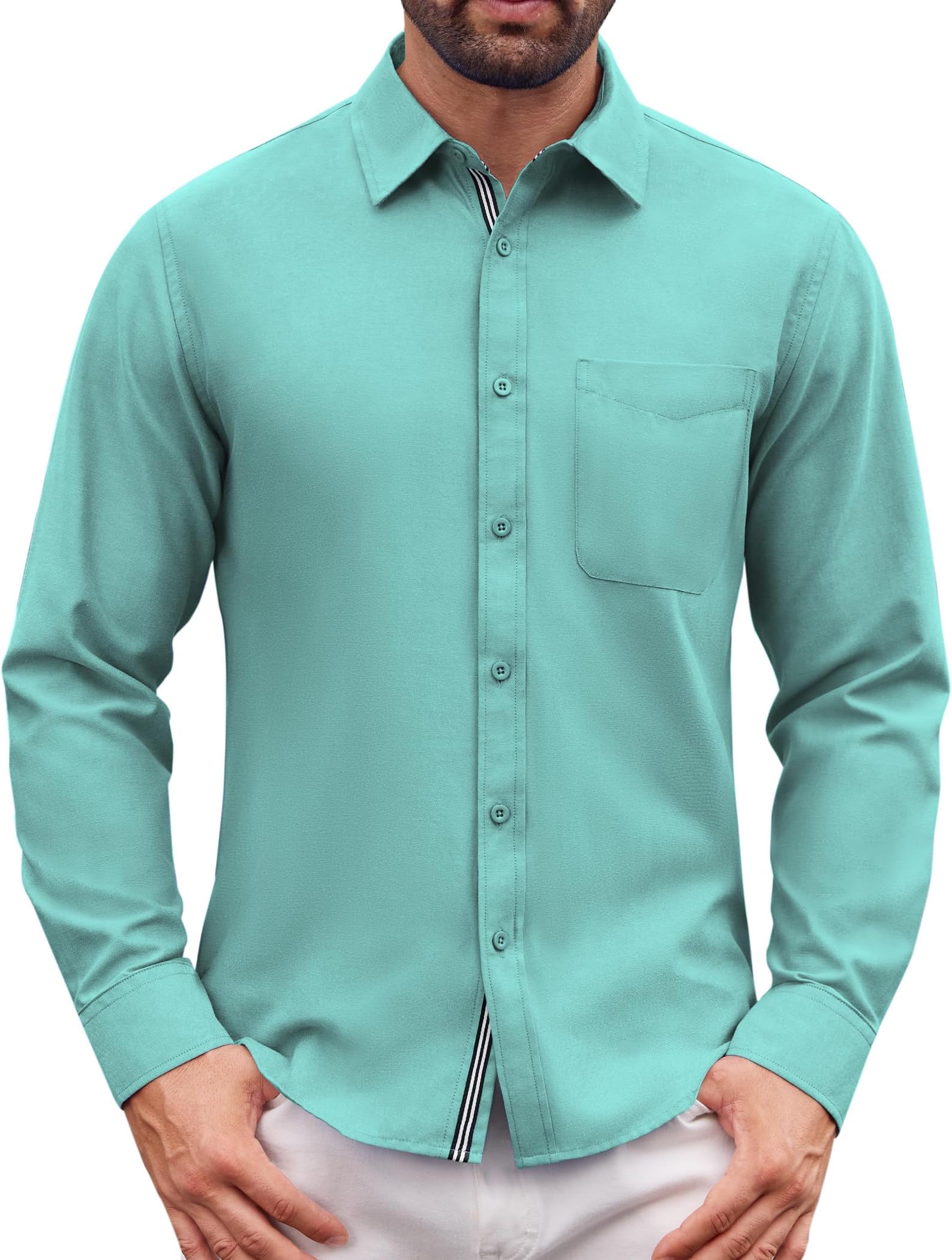 Lion Nardo Oxford Shirts for Mens Long Sleeve Dress Shirts Business Casual Button Down Shirts Untucked Shirts for Men