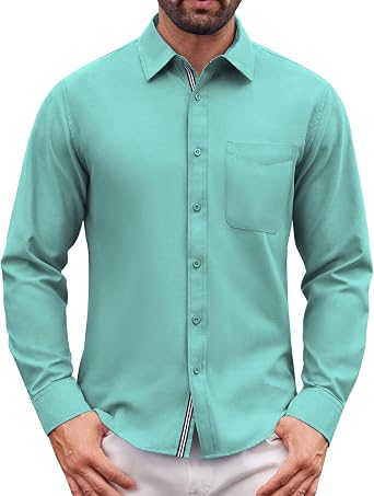 Lion Nardo Oxford Shirts for Mens Long Sleeve Dress Shirts Business Casual Button Down Shirts Untucked Shirts for Men