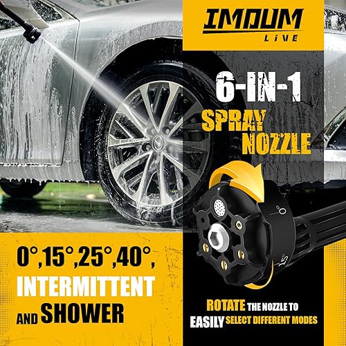 Miniatura 5 de Lavadora a presión inalámbrica sin escobillas, lavadora a presión eléctrica de 970 PSI con boquilla 6 en 1, lavadora a presión de 3 niveles