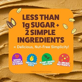 SunButter No Sugar Added Sunflower Seed Butter, 16 oz (6 Pack of 6) - Nut Free Spread with 7g Plant-Based Protein, Roasted Rich & Savory Flavor, Smooth Texture, Vegan, Kosher & Non-GMO
