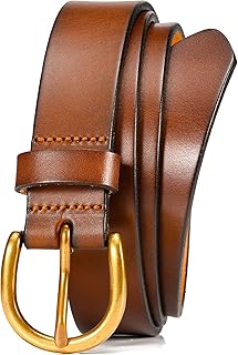 WOLFANT Womens Casual leather Jean Belt,1.1" Ladies Belt with Gold Buckle,100% Italian Full Grain Real Solid Leather
