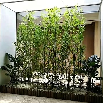 Artificial Fake Bamboo Tree, Indoor Outdoor Privacy Fence Screen, DIY Decor Silk Faux Plant, Greenery Wall for Garden, Courtyard, Entrance(1.8m/5.9ft Tall, 70 Bamboo)